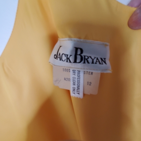 Vintage 1970s Jack Bryan Sleeveless Maxi Dress & Jacket Yellow Coral Green sz 12 - Picture 12 of 15